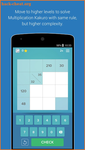 Multiplication Kakuro puzzle screenshot