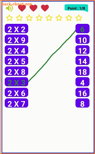Multiplication table screenshot