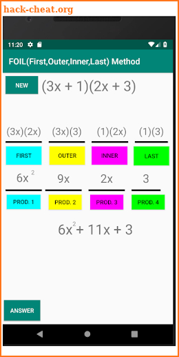 Multiplying Binomials - Multiple Representations screenshot
