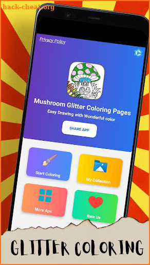 Mushroom Glitter Coloring Page screenshot