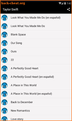 Musica and letras Taylor Swift screenshot
