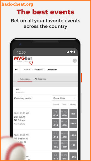 MVGBet Sportsbook screenshot