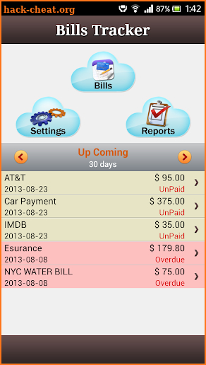 my Bills Organizer screenshot