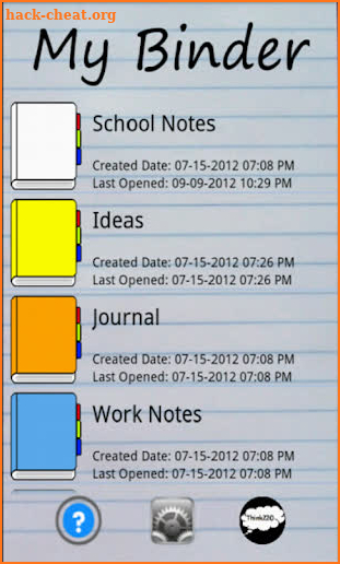 My Binder: Tabbed Notes screenshot