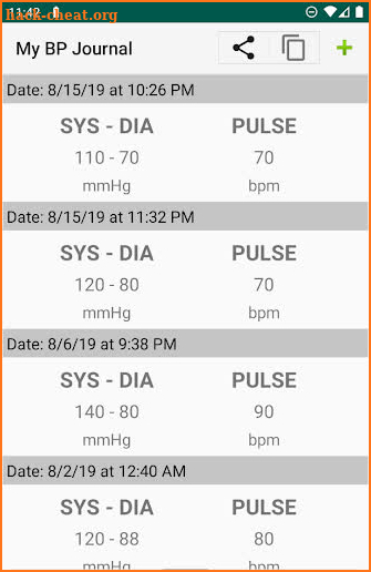 My Blood Pressure Journal screenshot