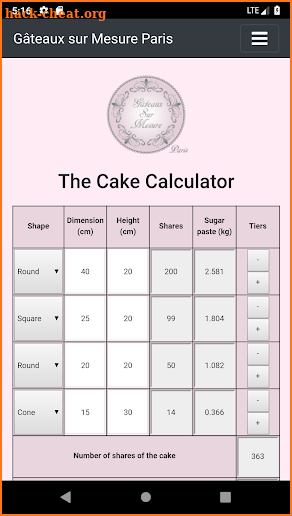 My Cake Calculator screenshot