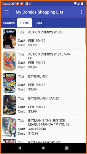 My Comics Shopping List screenshot