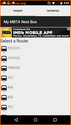 My MBTA Next Bus screenshot