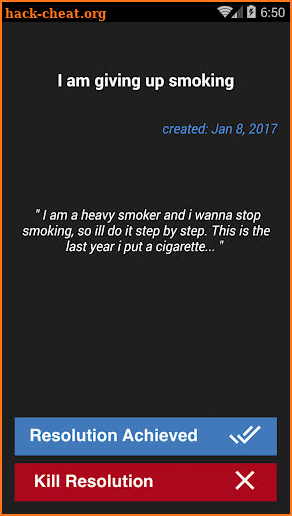My New Year's resolutions list screenshot