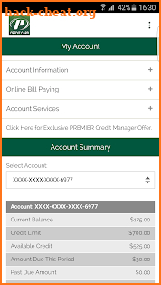 My Premier Credit Card screenshot