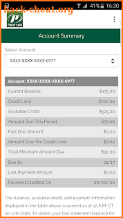 My Premier Credit Card screenshot