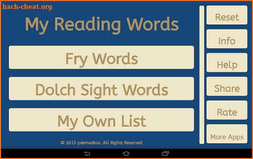 my reading words screenshot