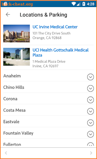 My UCI Health screenshot
