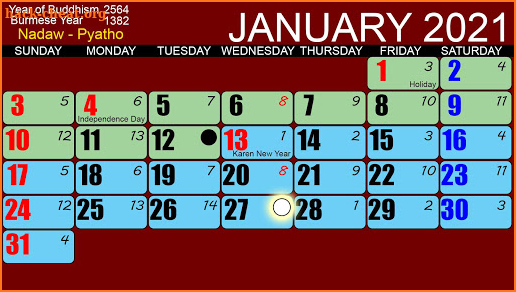 Myanmar Calendar 100 Years ( 2021 Version ) screenshot