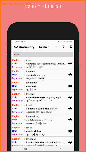 Myanmar - Chin - English A Z Dictionary screenshot