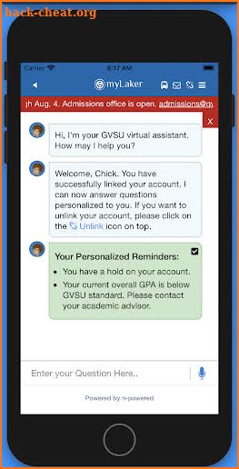 MyBlueLaker Virtual Assistant screenshot