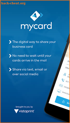 mycard: Send your Vistaprint business card screenshot