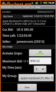 Myibidder Sniper for eBay Pro screenshot
