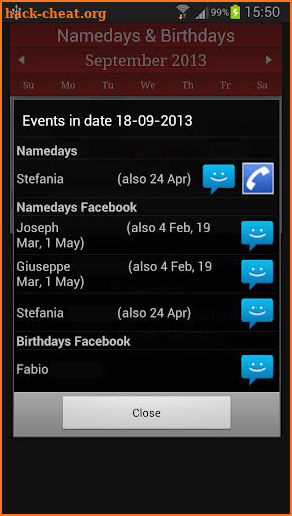 Namedays and Birthdays screenshot