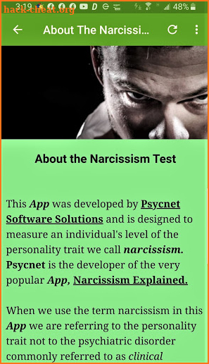 Narcissism Test screenshot