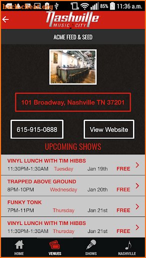 Nashville Live Music Guide screenshot