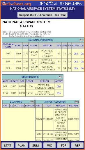 National Airspace Sys. Stat LT screenshot