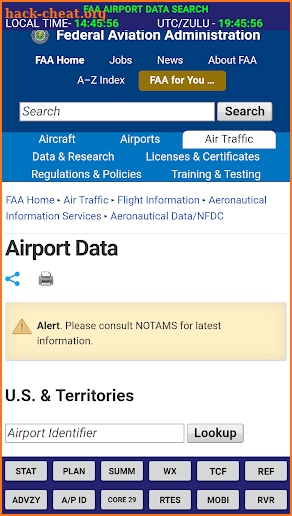 National Airspace System Stat screenshot