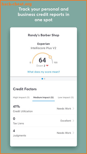 Nav: Business Credit & Finance screenshot