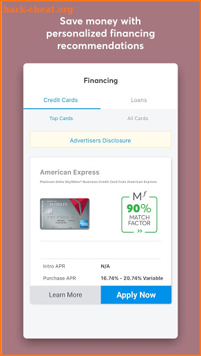Nav: Business Credit & Finance screenshot