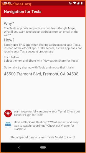 Navigation Share for Tesla screenshot
