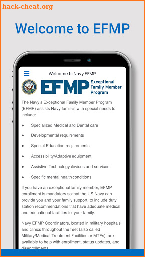 Navy EFMP screenshot