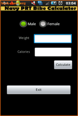 Navy PRT Bike Calculator screenshot