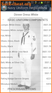 Navy Uniform Regulations screenshot