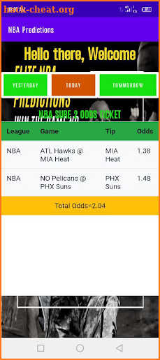 NBA predictions screenshot