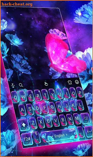 Neon 3D Light Butterfly Keyboard Theme screenshot