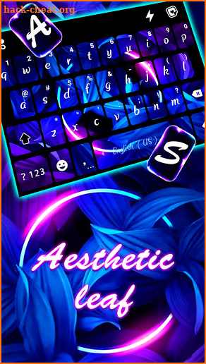 Neon Aesthetic Leaf Keyboard Background screenshot