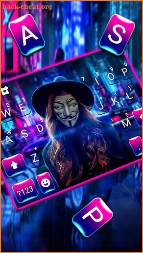 Neon Anonymous Girl Keyboard Background screenshot