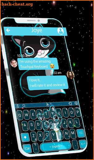 Neon Black Cat Keyboard Theme screenshot