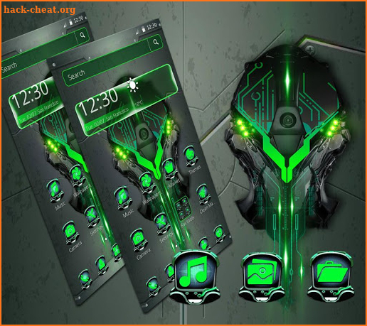 Neon Black Green Hi Tech Theme screenshot