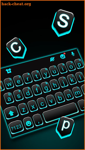 Neon Blue Black Keyboard Theme screenshot