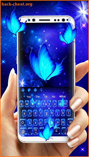Neon Blue Butterfly Keyboard screenshot