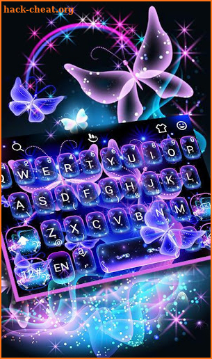 Neon Blue Butterfly Keyboard Theme screenshot