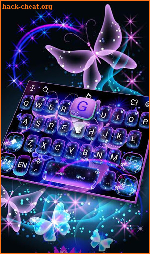 Neon Blue Butterfly Keyboard Theme screenshot