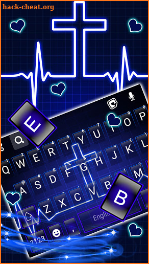 Neon Blue Cross Keyboard Background screenshot