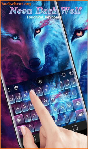 Neon Blue Dark Night Wolf Keyboard Theme screenshot