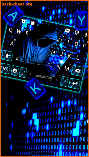 Neon Blue Hacker Keyboard Background screenshot