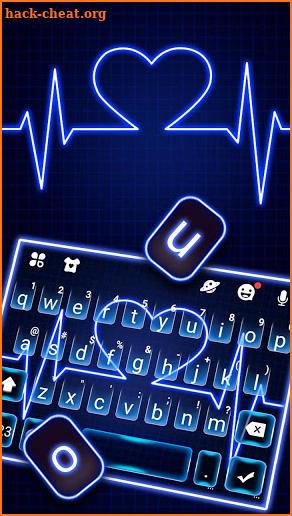 Neon Blue Heartbeat Keyboard Theme screenshot