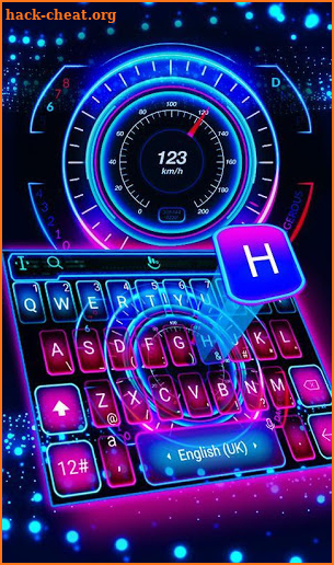 Neon Blue Hologram Super Racing Car Keyboard Theme screenshot