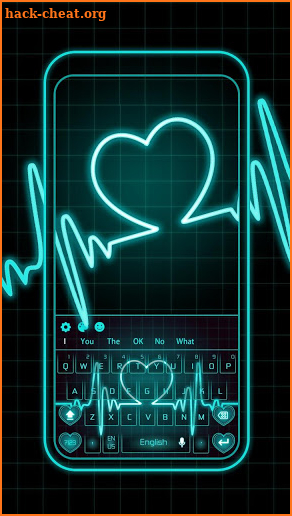 Neon Blue Love Heart Keyboard screenshot