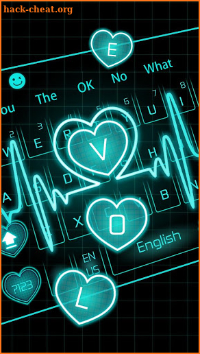 Neon Blue Love Heart Keyboard screenshot
